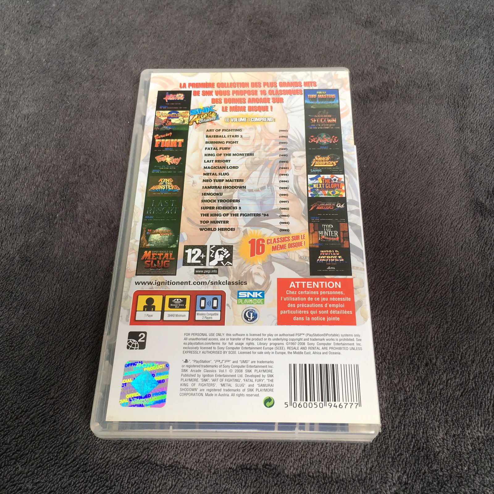 PSP SNK Arcade Classics Vol.1 FRA Excellent Condition