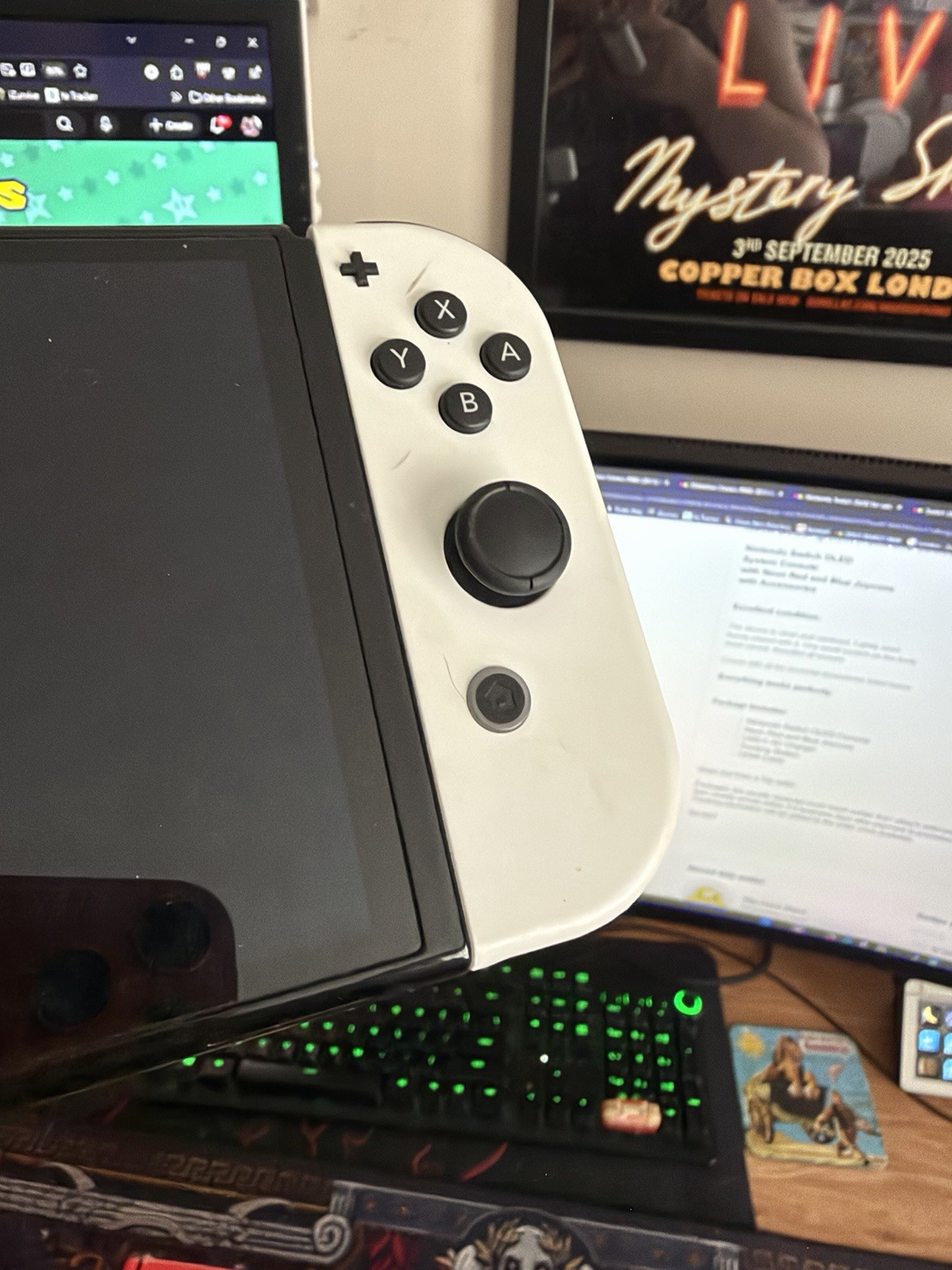 White Nintendo Switch OLED Handheld Console 64GB w/ Original Box, Joycons & More
