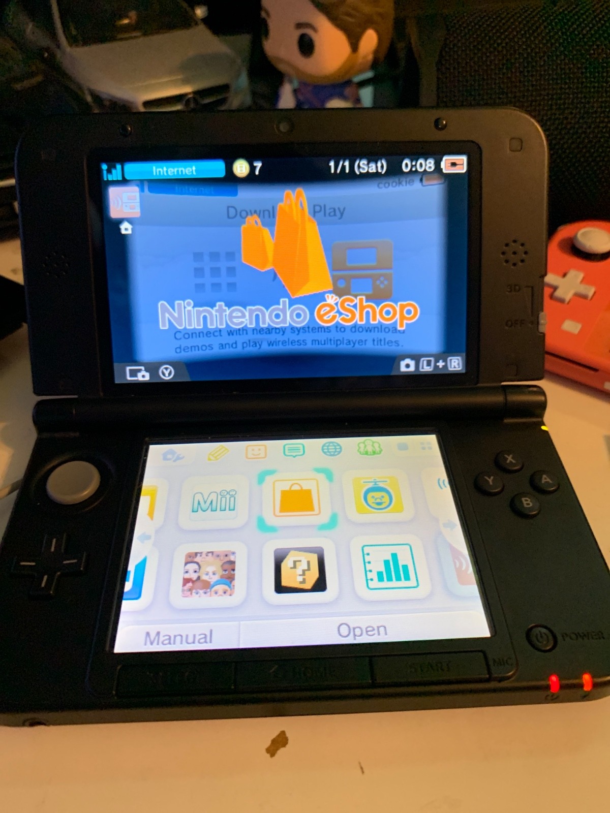 Nintendo 3DS XL Black & Blue w/ Charger + Games – Tested Works Perfectly