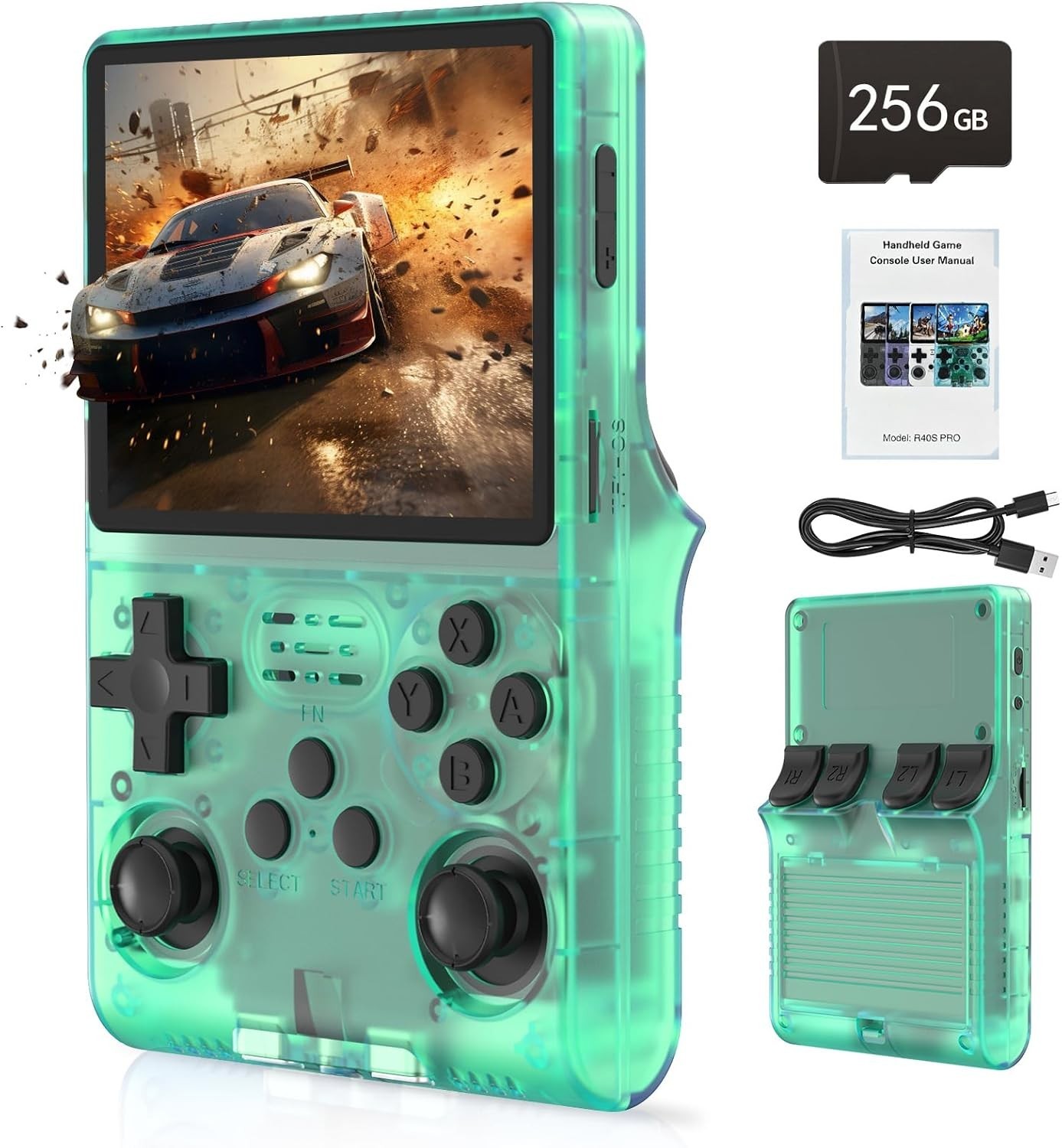 R40S Pro 30,000 in 1 Handheld Game Console, 3.5 inch IPS Screen, 256G TF Card