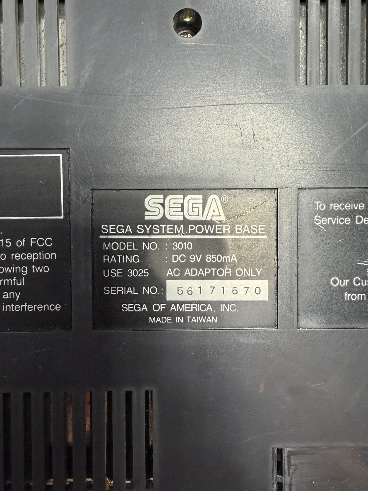 Sega Master System Power Base Console + Controller AC & RF + 6 Games Bundle Lot