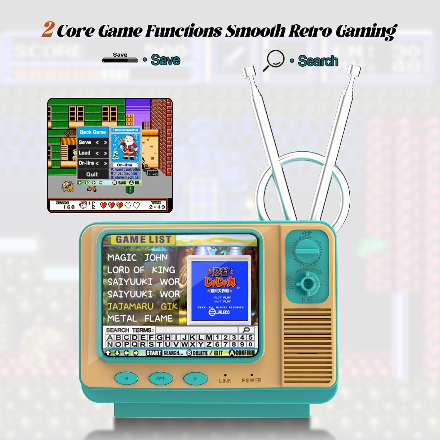 Retro Handheld Game Console – GV300S JALECO+168 Classic Games Mini TV Style w…