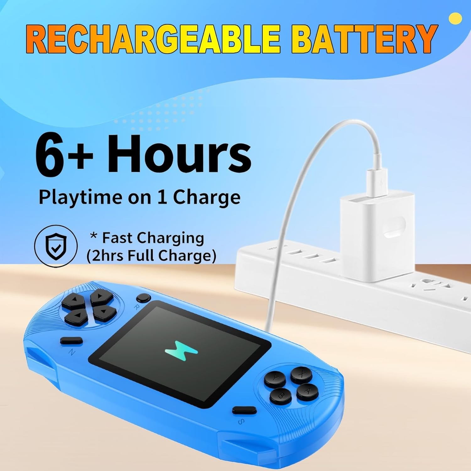 Kids 16-Bit Handheld Game Player – Ergonomic, Rechargeable & Lightweight Design