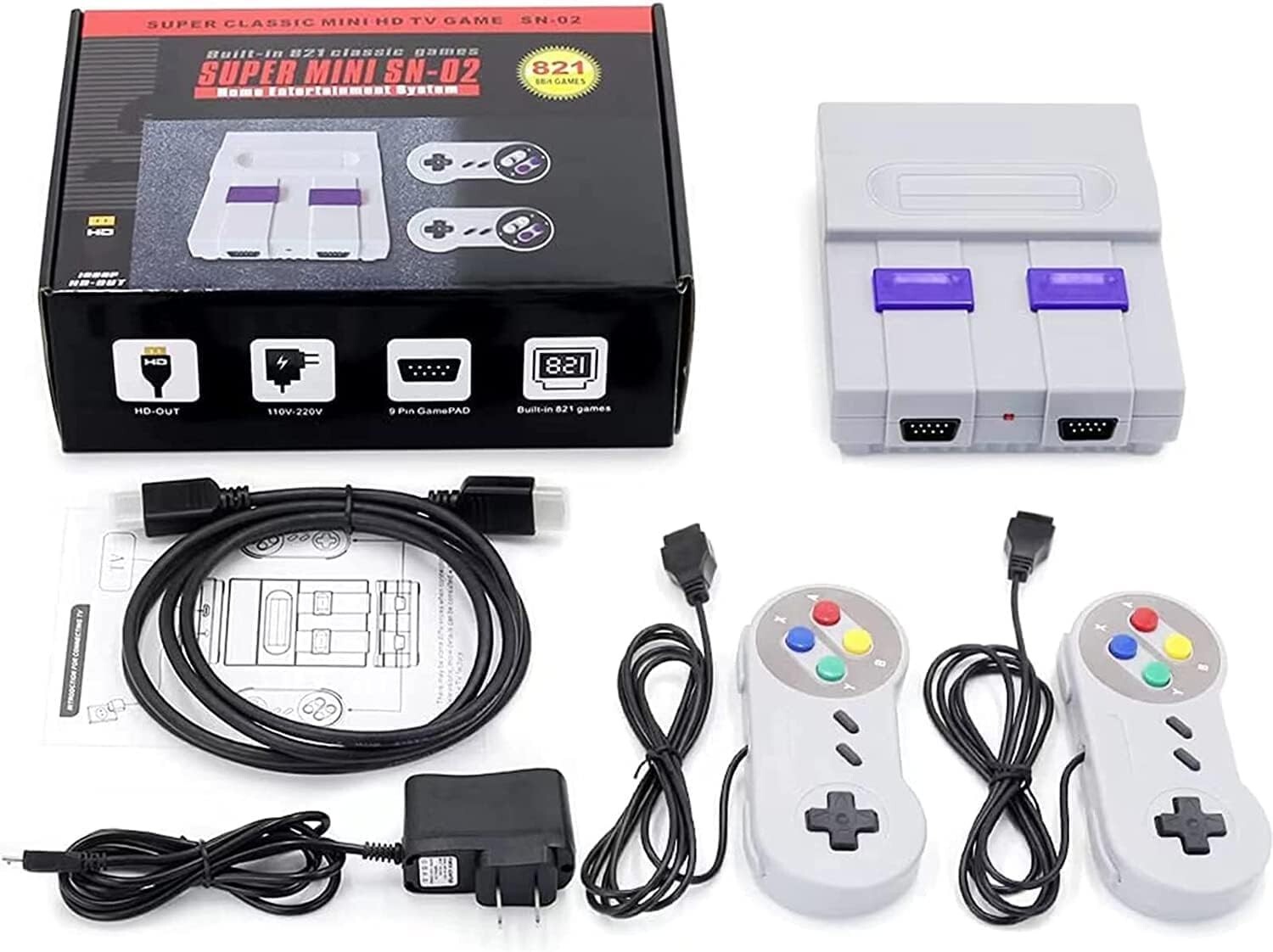 Super Classic Mini HD TV SNES 821 Game console SN-02 Home Entertainment System