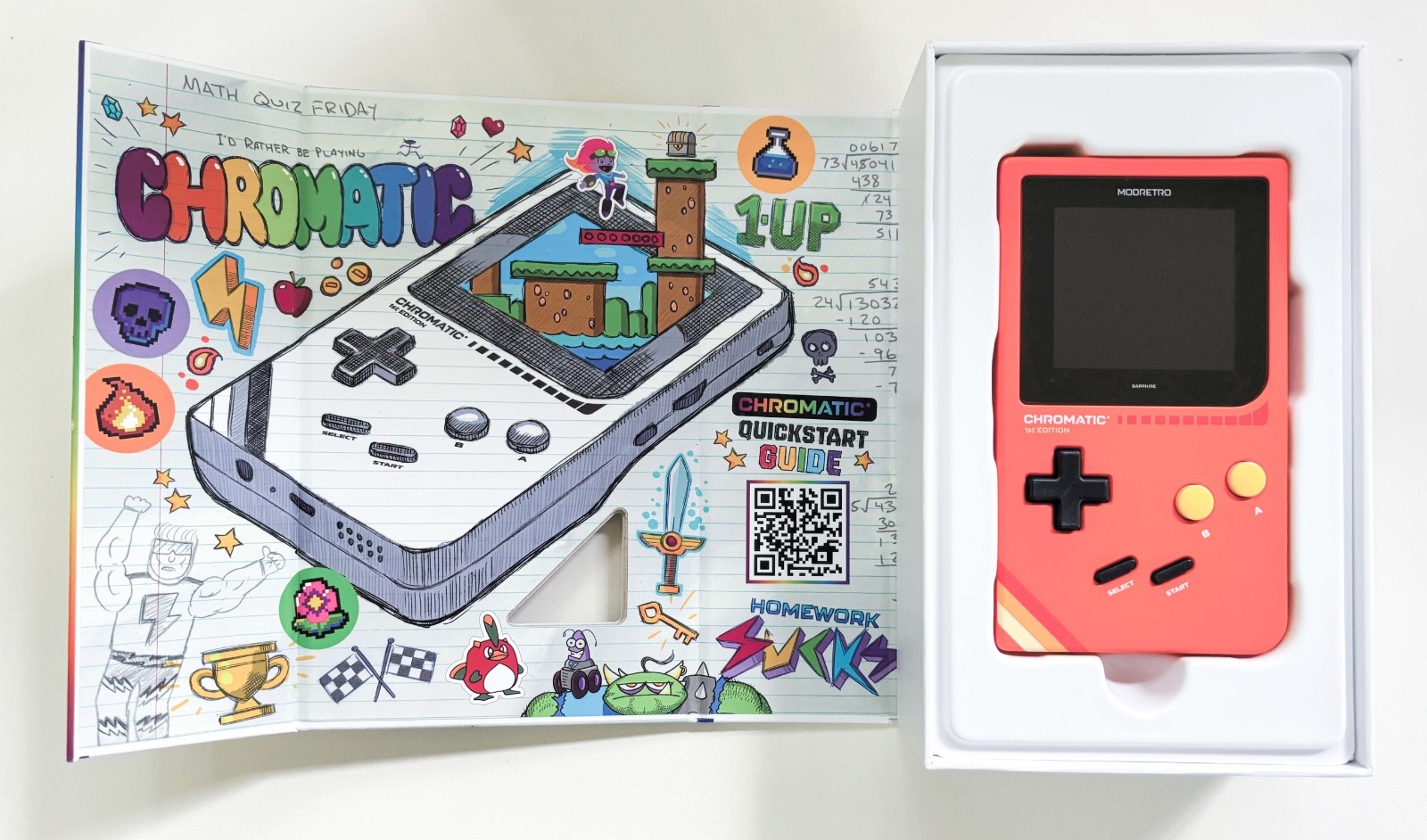 ModRetro Chromatic 1st Edition Inferno Orange w/ Tetris Game.