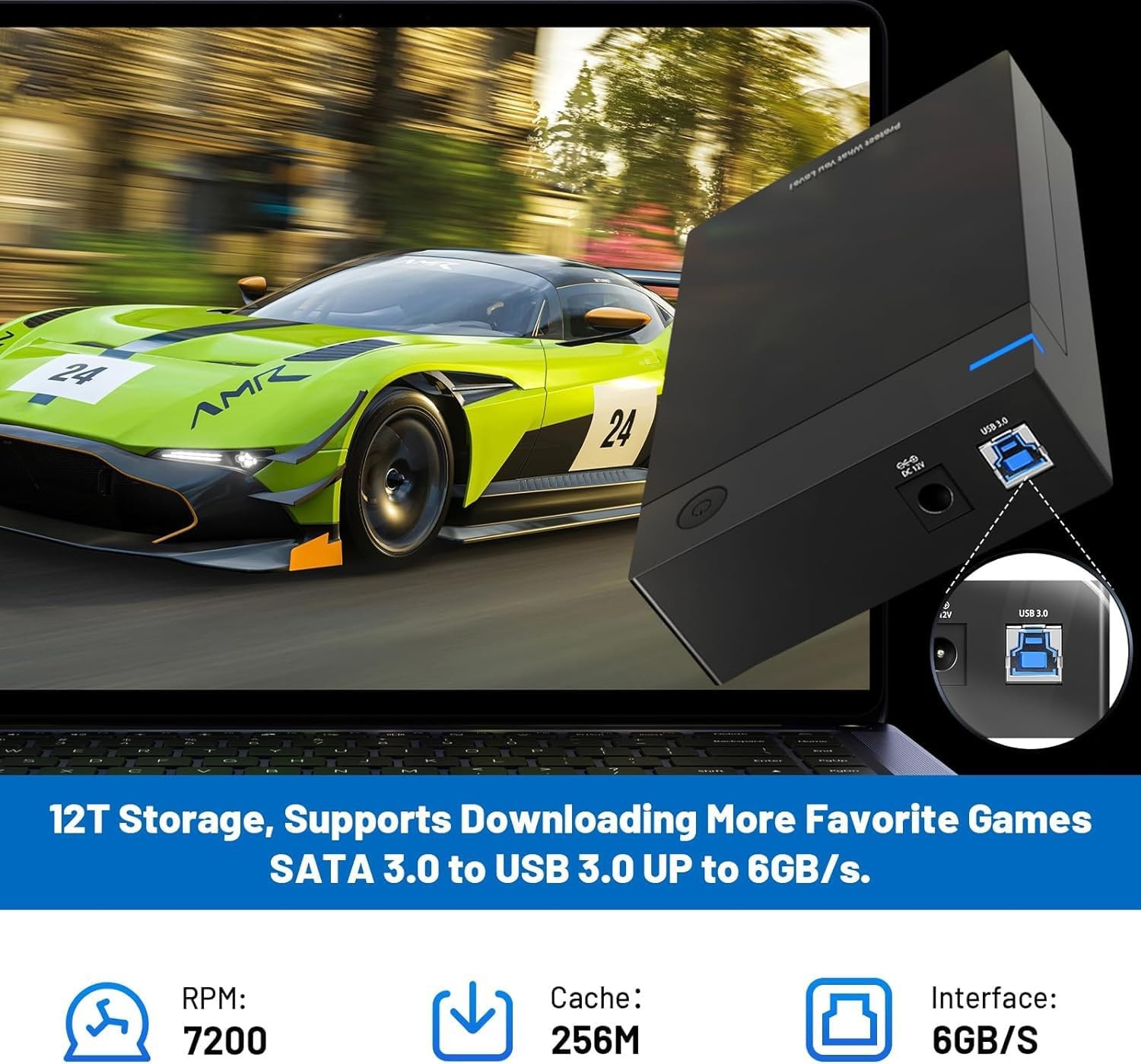 Kinhank 12TB Retro Game Hard Drive 96000+ Games