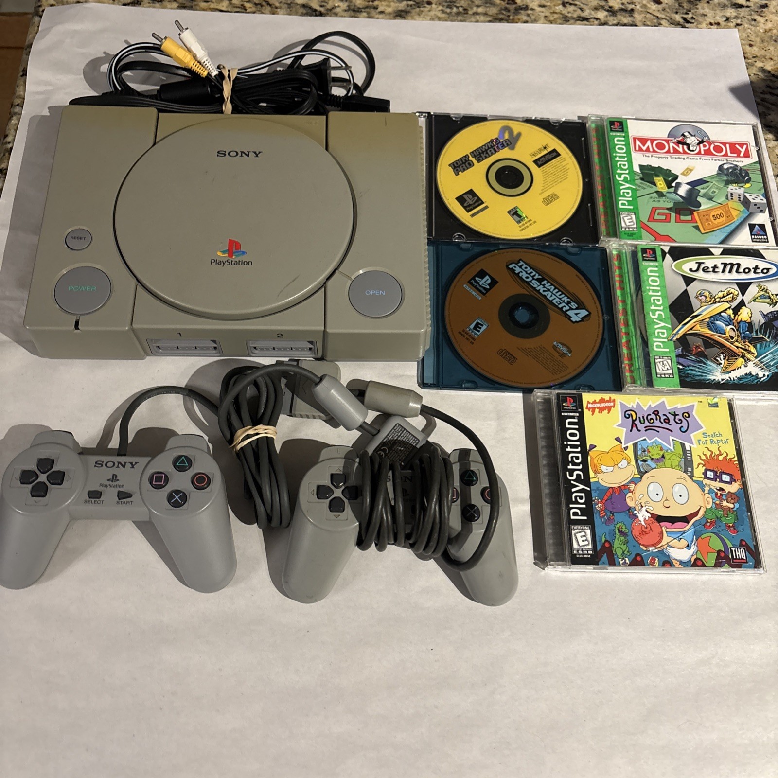 Sony PlayStation 1 PS1 Console Bundle with 2 Oem Controller & Cords Tested Games