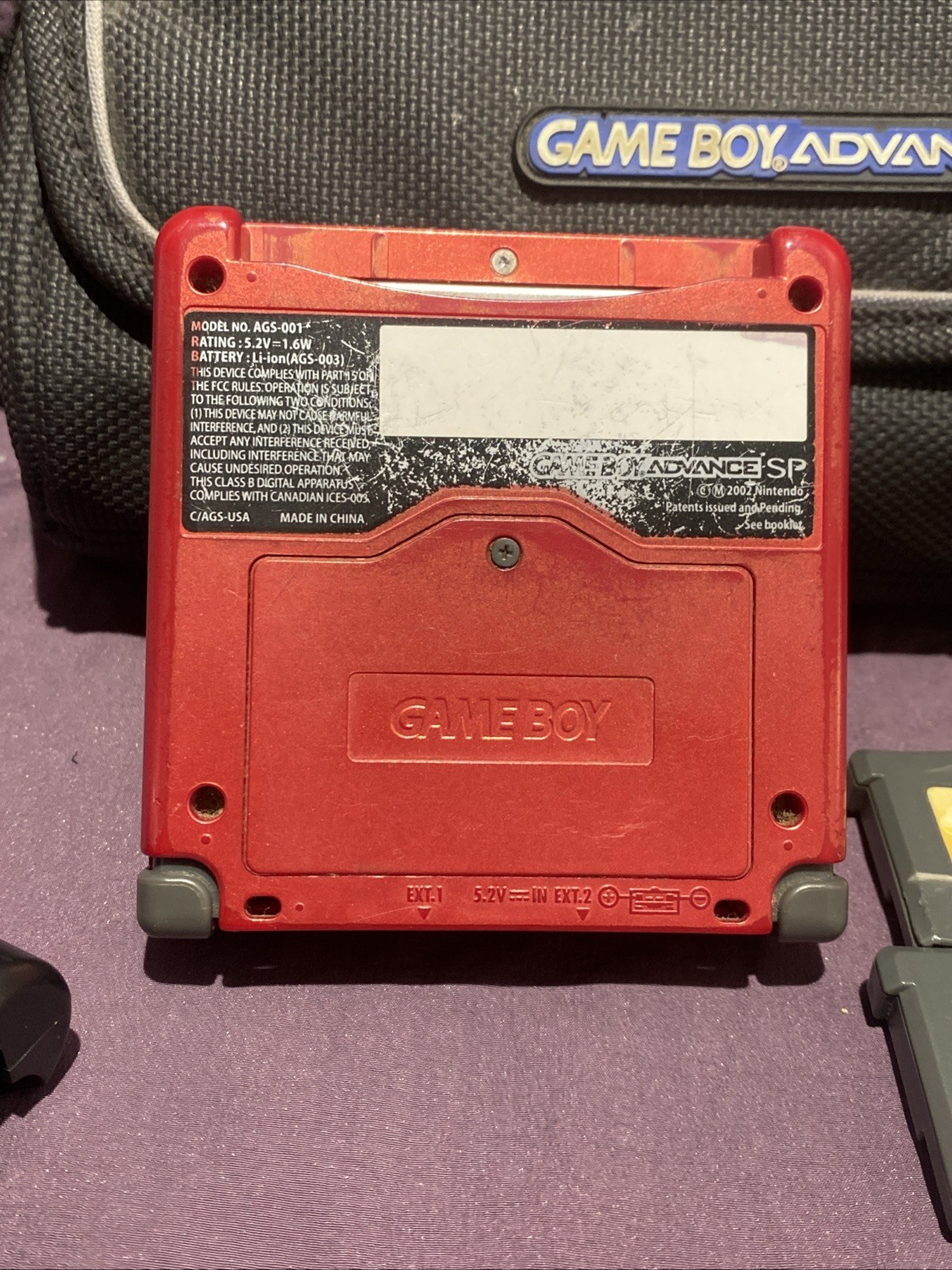 GBA SP Console Flame Red AGS-001 Nintendo Game Boy Advance Tested W/ Games Case