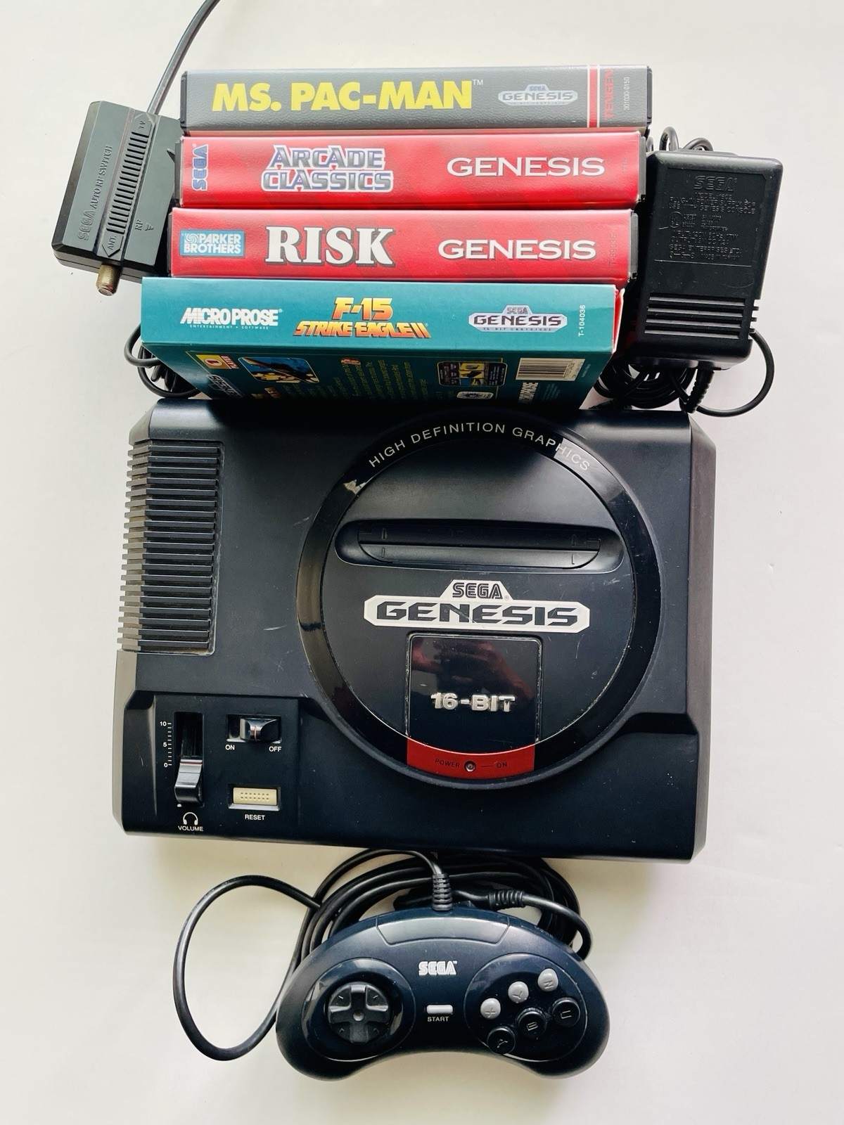 SEGA Genesis Model 1 Console Bundle High-Def Version (MK-1601) Cleaned & Tested