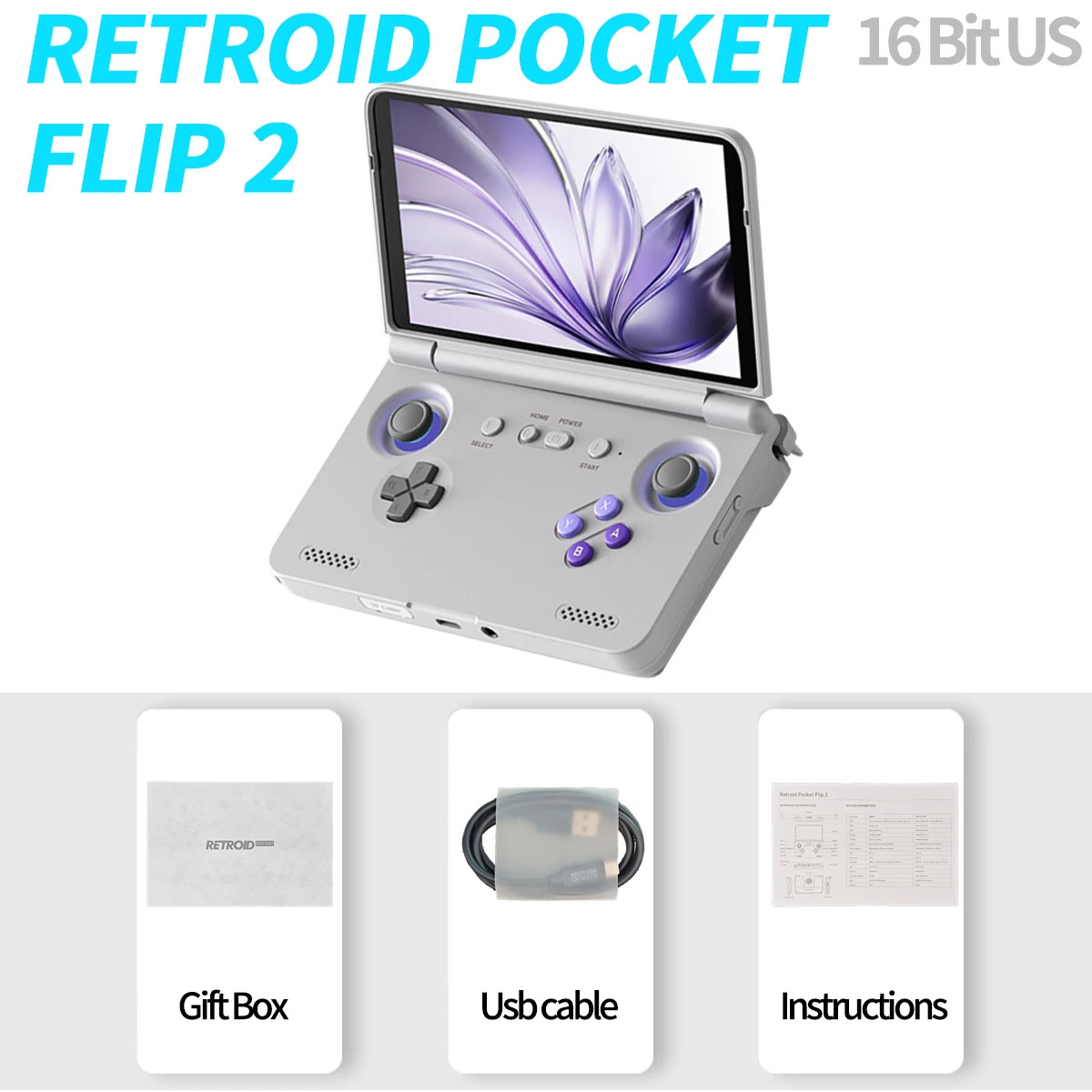 Retro Pocket Flip2 Gaming Console Android 13 5.5-inch AMOLED Touchscreen