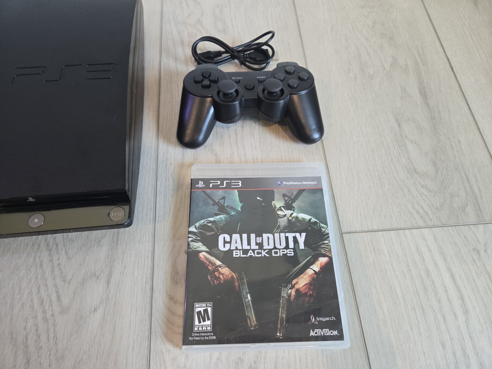 Sony PlayStation 3 PS3 Slim Console 250GB 2001B Controller & Cables Working!