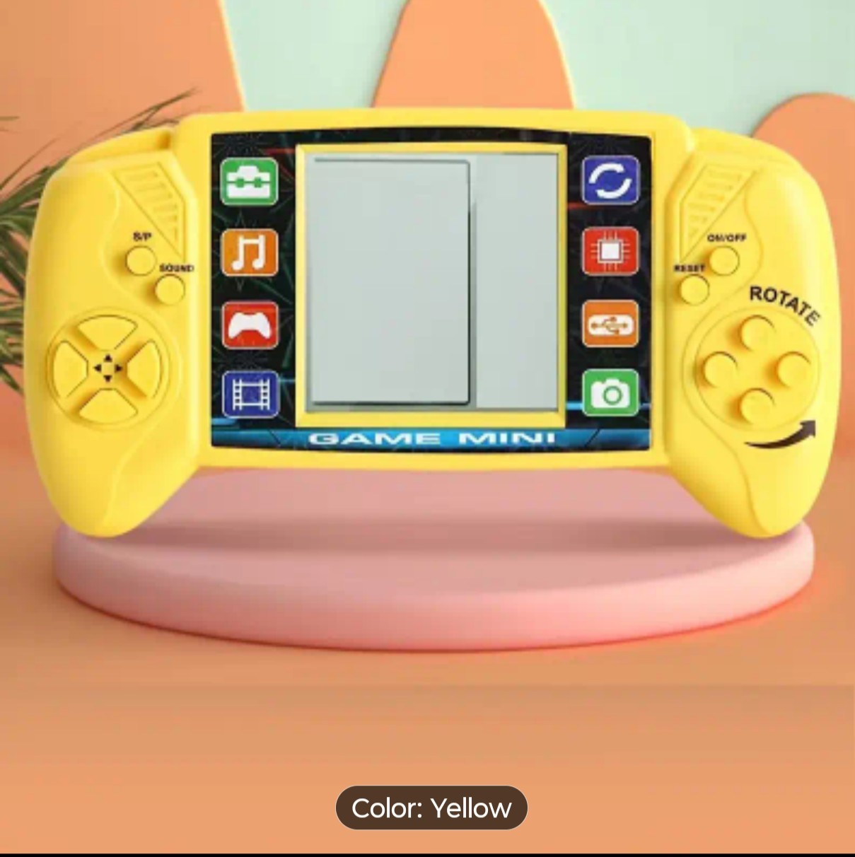 Handheld Game Console Retro Yellow Durable Plastic Portable