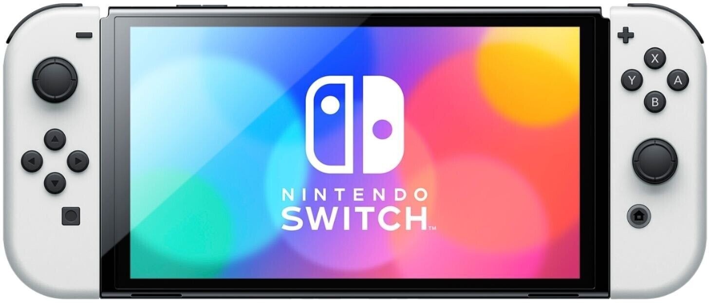 Nintendo Switch OLED Model 64GB black Console with white matt joy cons.