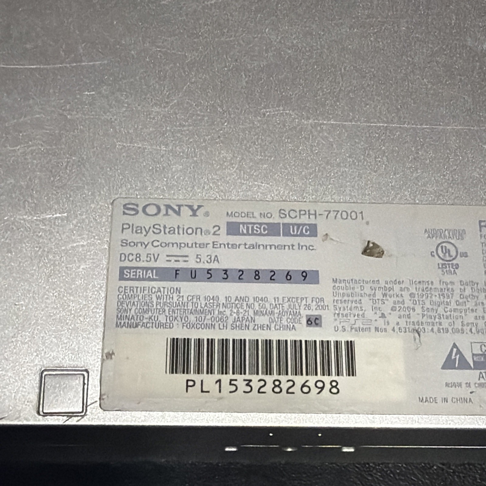 Sony PlayStation 2 Slim Console – Silver – PS2 – SCPH-77001