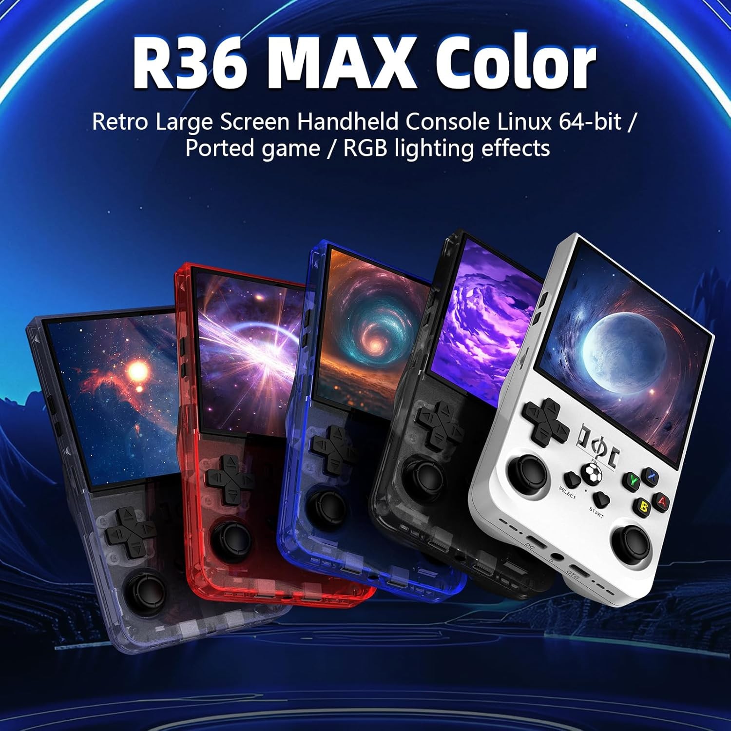 R36MAX Retro Gaming Console, Retro Handheld Games Console with 64GB TF Card, Por