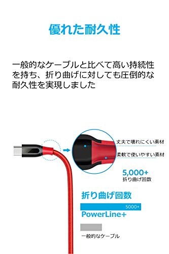 Anker PowerLine+ USB-C to USB-A 3.0 Cable 1.8m Red Compatible with Galaxy S8/S8+
