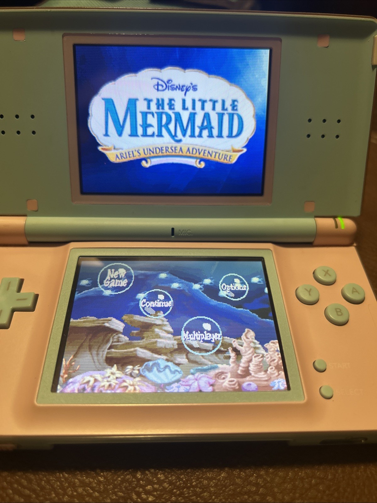 Nintendo DS Lite Pink & Blue – Tested With Games Nintendogs, Little Mermaid