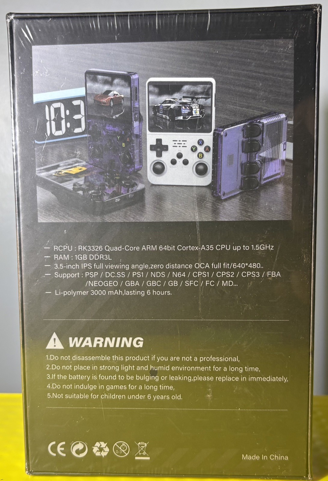 R36S Purple Handheld Game Console 3.5 Inch IPS Screen 20000+ Games Video Games