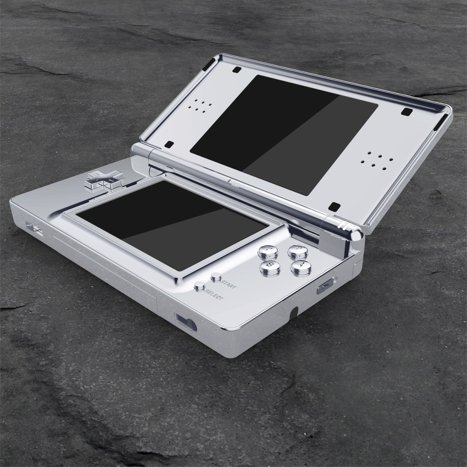 Nintendo DS Lite Custom Silver Chrome 100% Working Charger Included