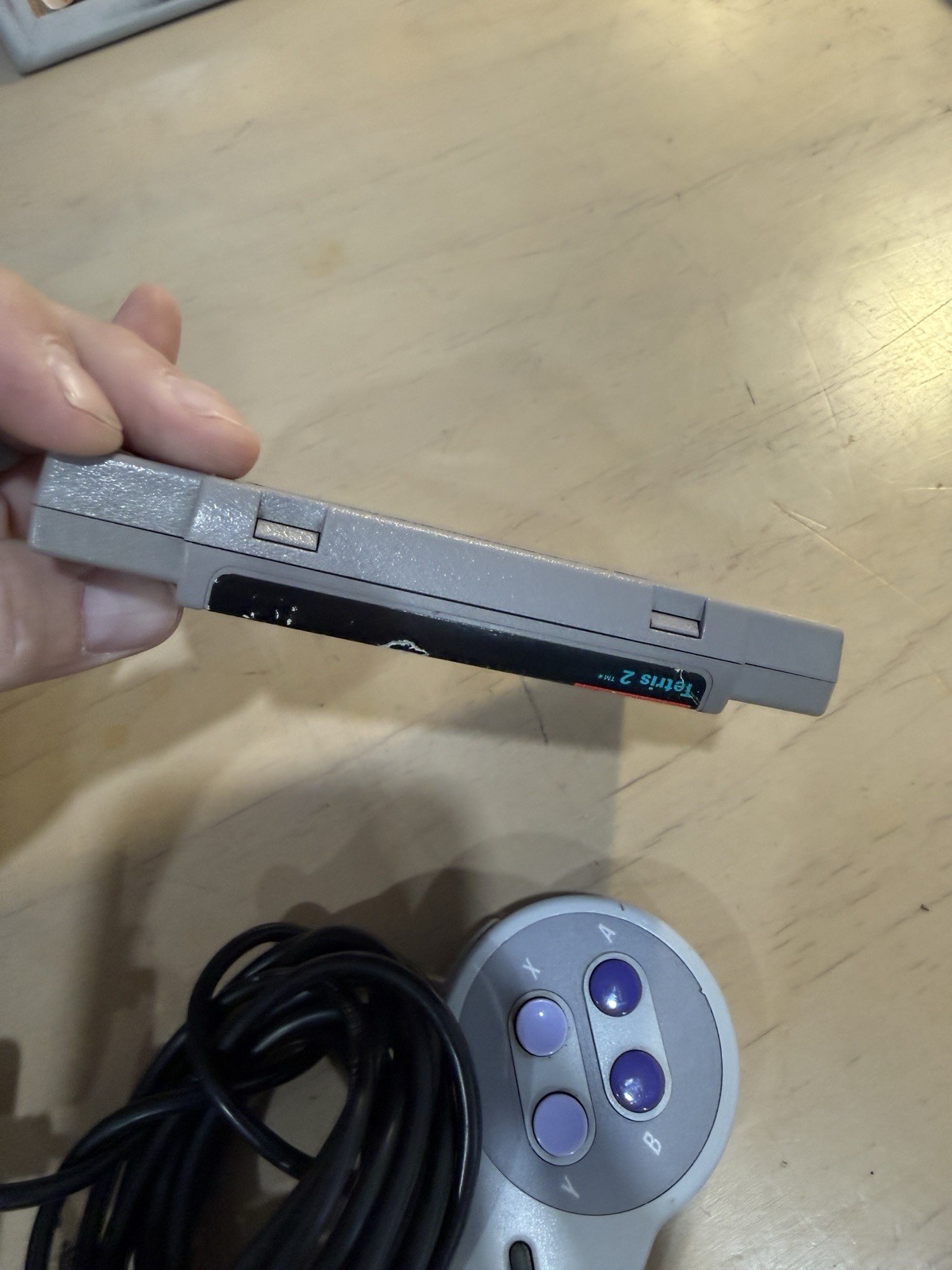 Super Nintendo SNES Console + 1 OEM Controller And Tetris 2 Authentic Tested