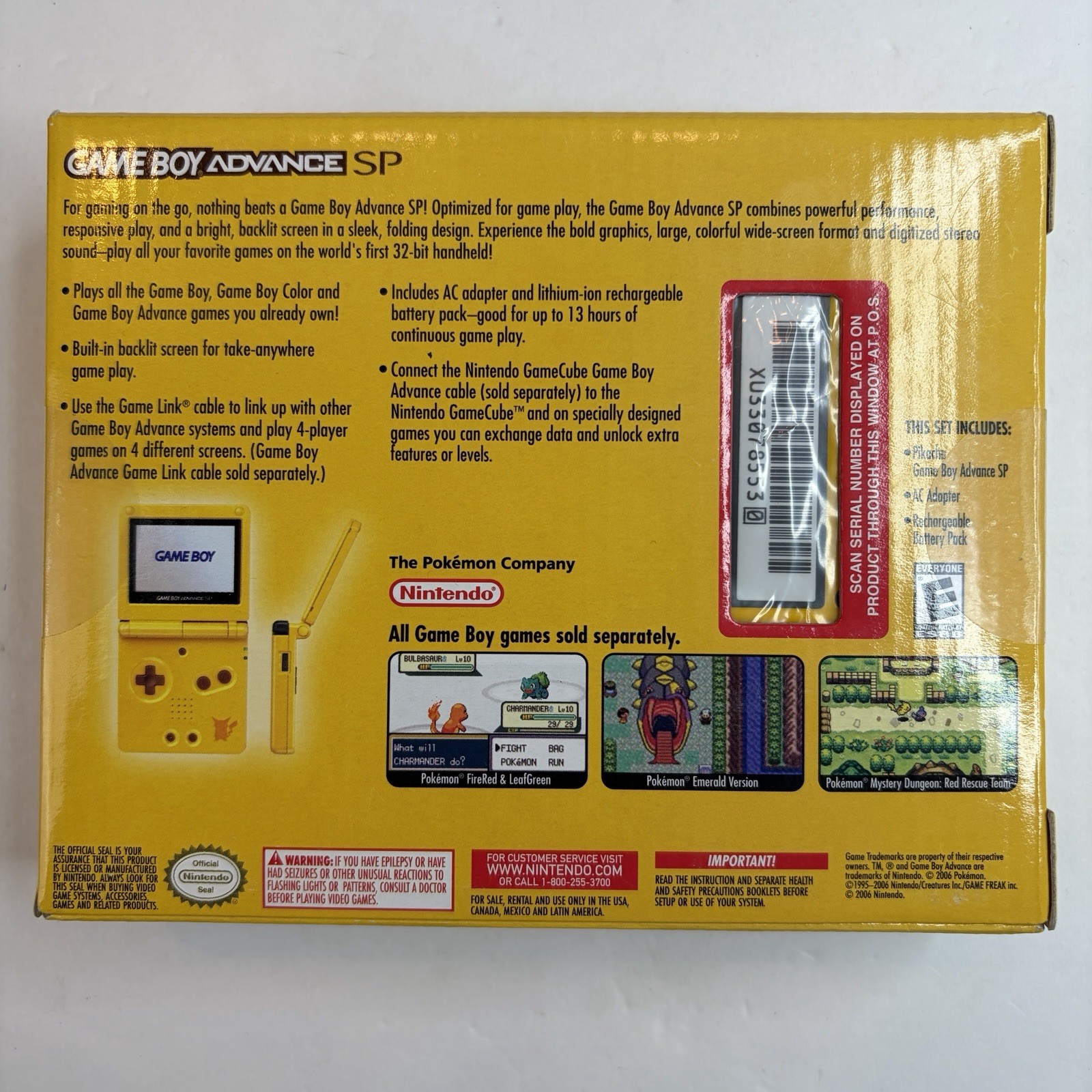 SEALED BRAND NEW Nintendo Game Boy Advance SP Limited Pikachu Edition Toys R US