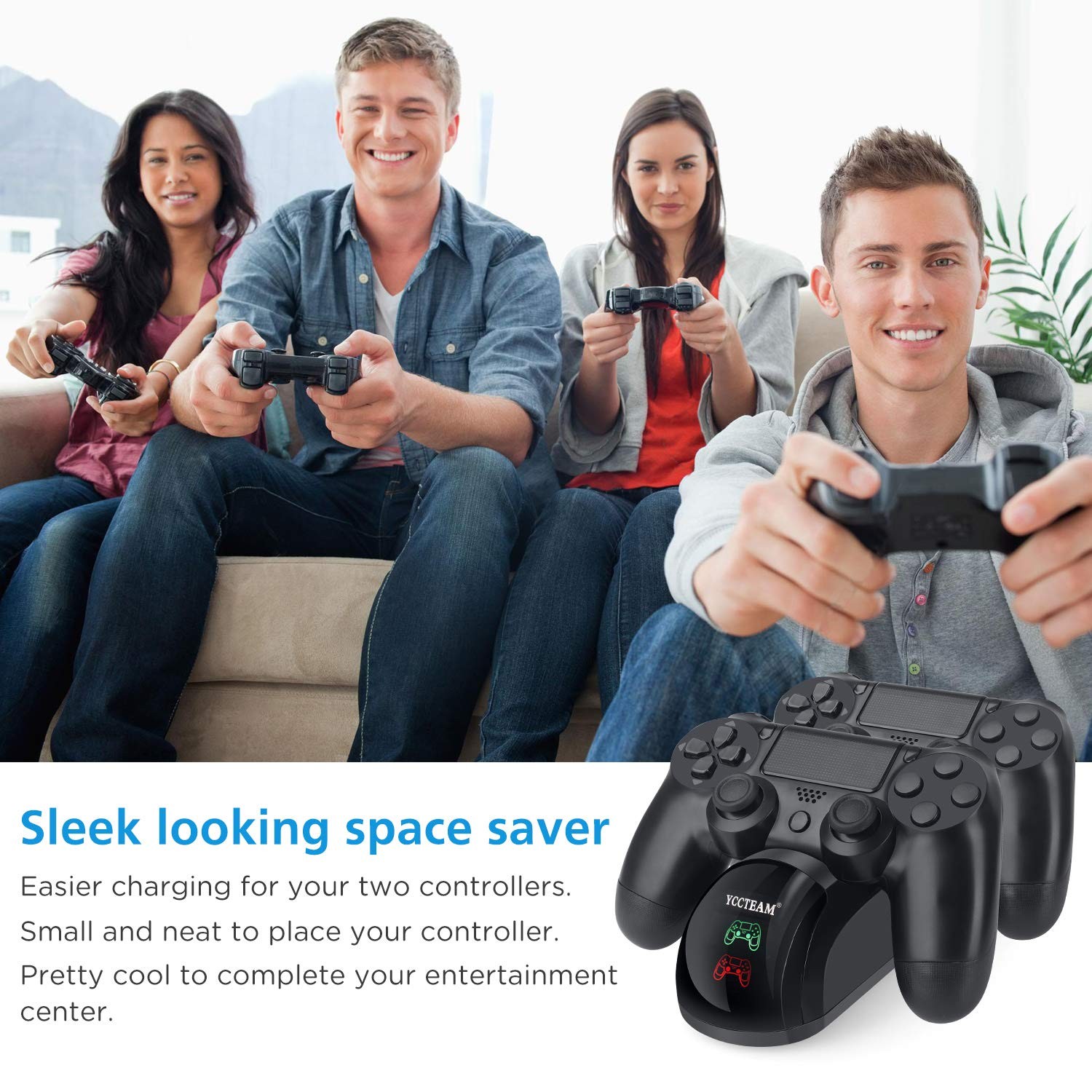 PS4 Controller Charger, Upgraded Fast-Charging Port Docking Station black