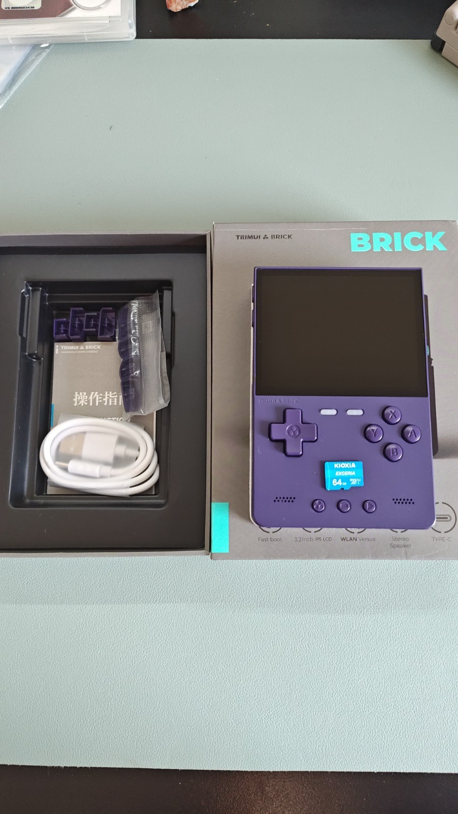 TrimUI Brick, Purple Model, 64gb SD Card, w/ Box, Manual & Cable