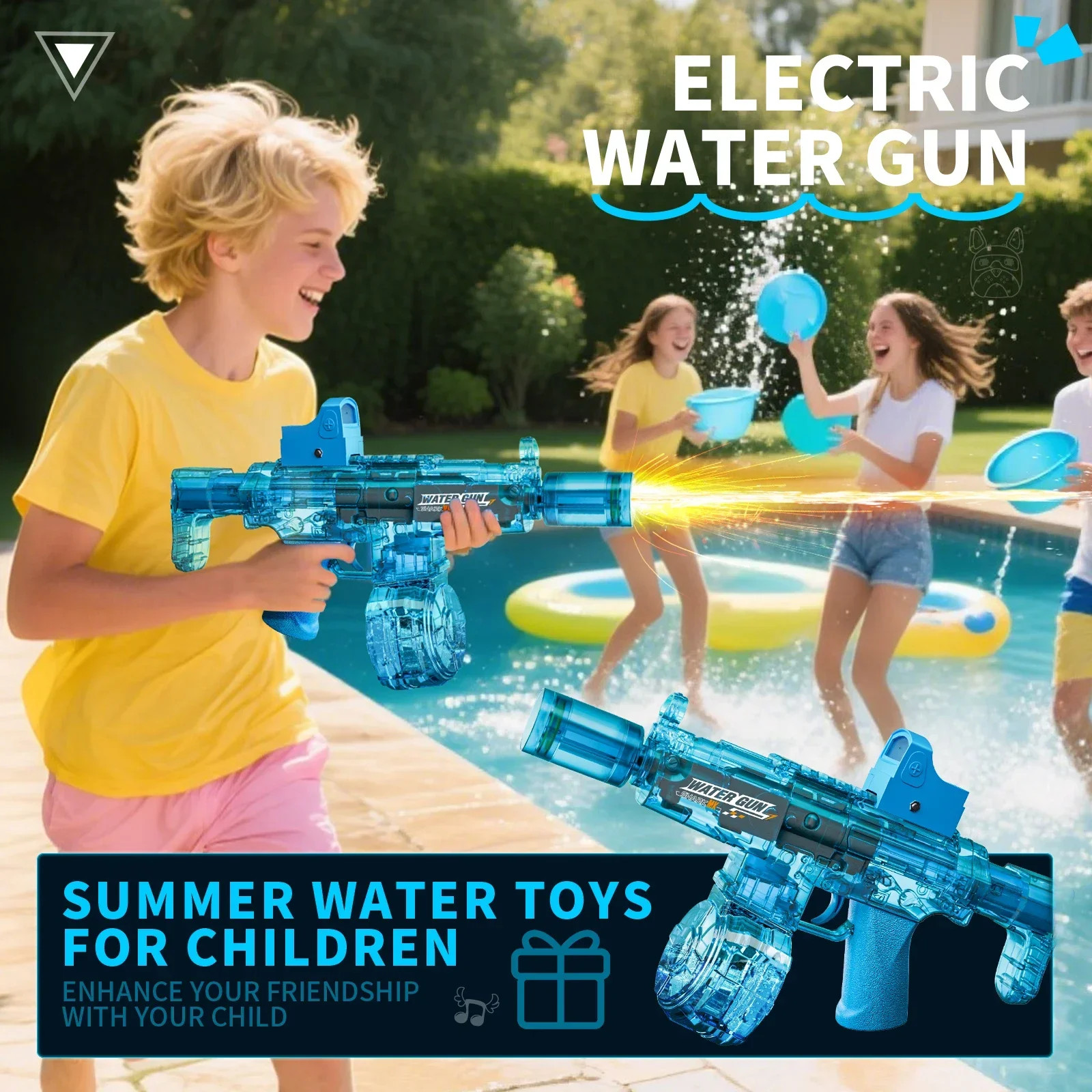 Simulated Firing and Recoil Electric Water Gun Toys Children Automatic Sensor Li