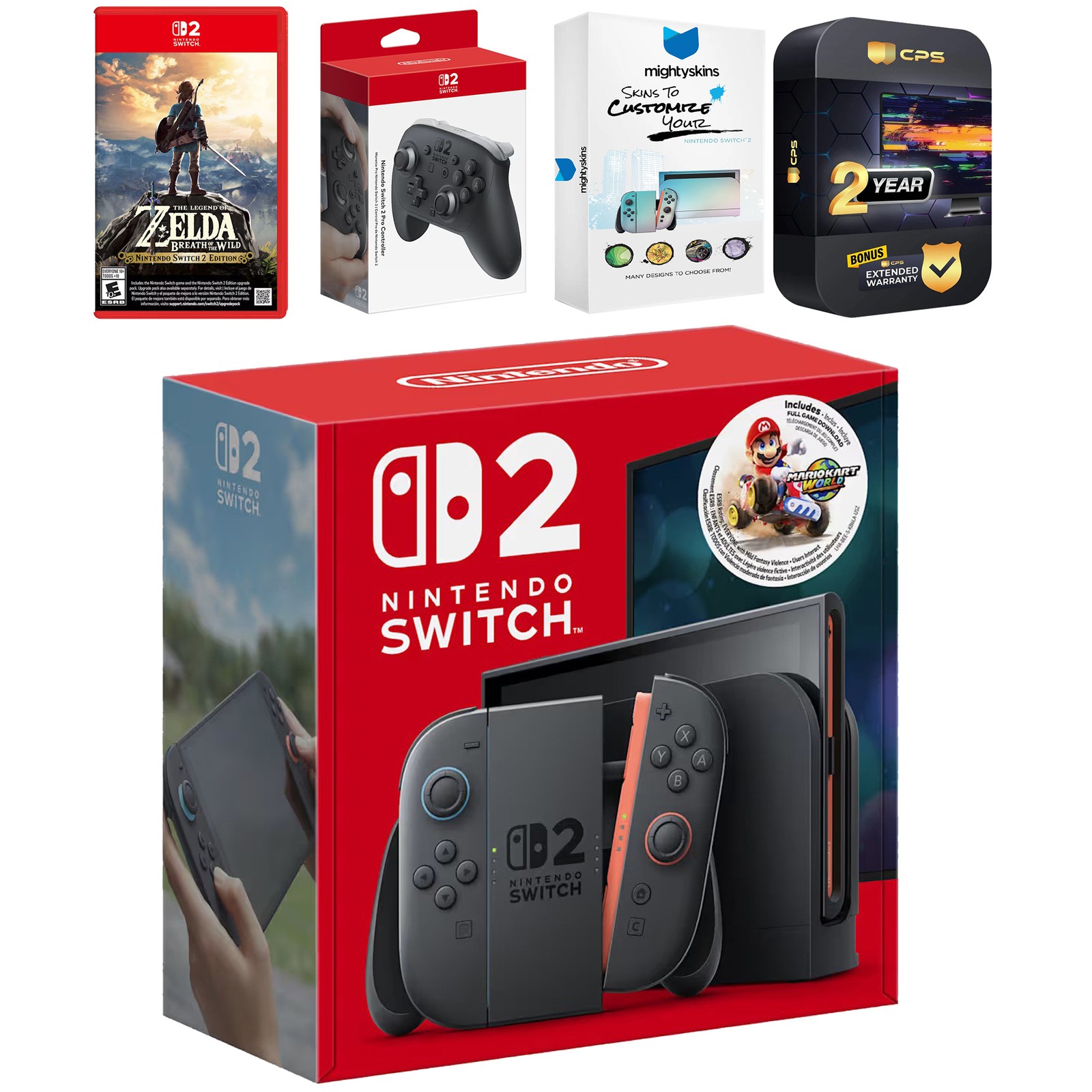 Nintendo Switch 2 + Mario Kart World + Zelda Breath of the Wild, Pro Controller