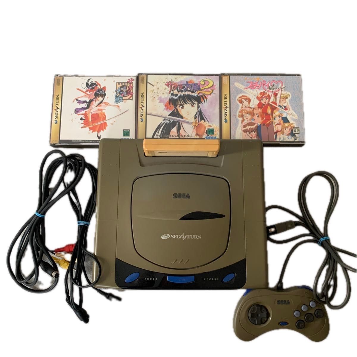 Sega Saturn HST-3200 Console Controller 3 Games Power Memory Tested
