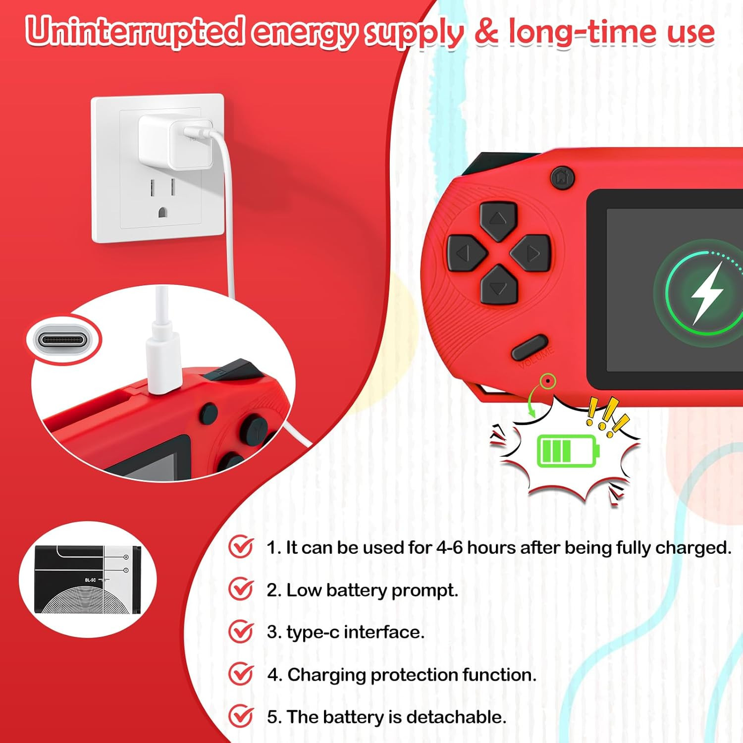 16 Bit Handheld Game for Kids, 3.0” Large Screen Retro Gaming Player, Preloaded