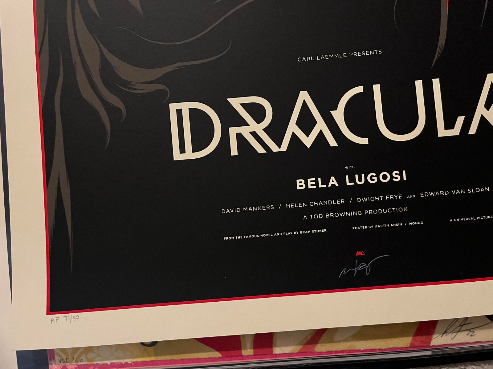 SIGNED Dracula Martin Ansin Mondo Poster Art Print Universal Monster Bela Lugosi
