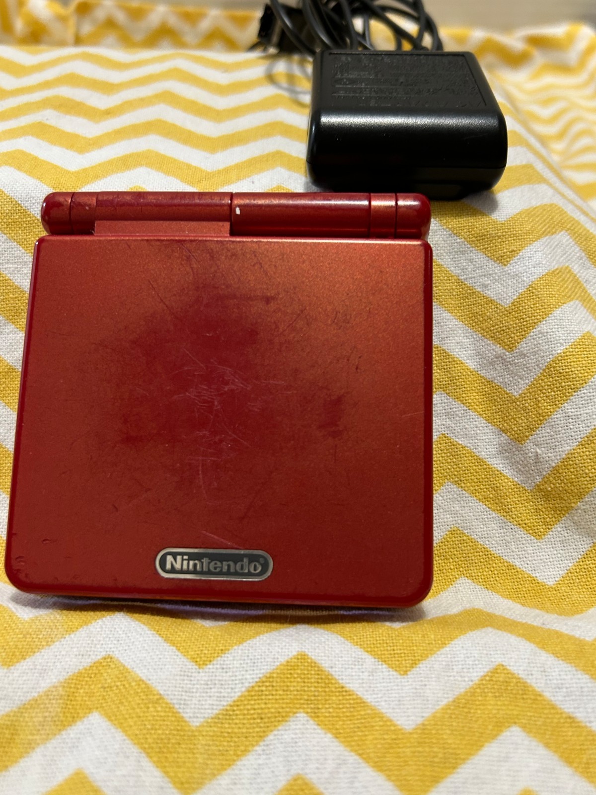 Nintendo Game Boy Advance SP with Charger Tested Works Great Flame Red