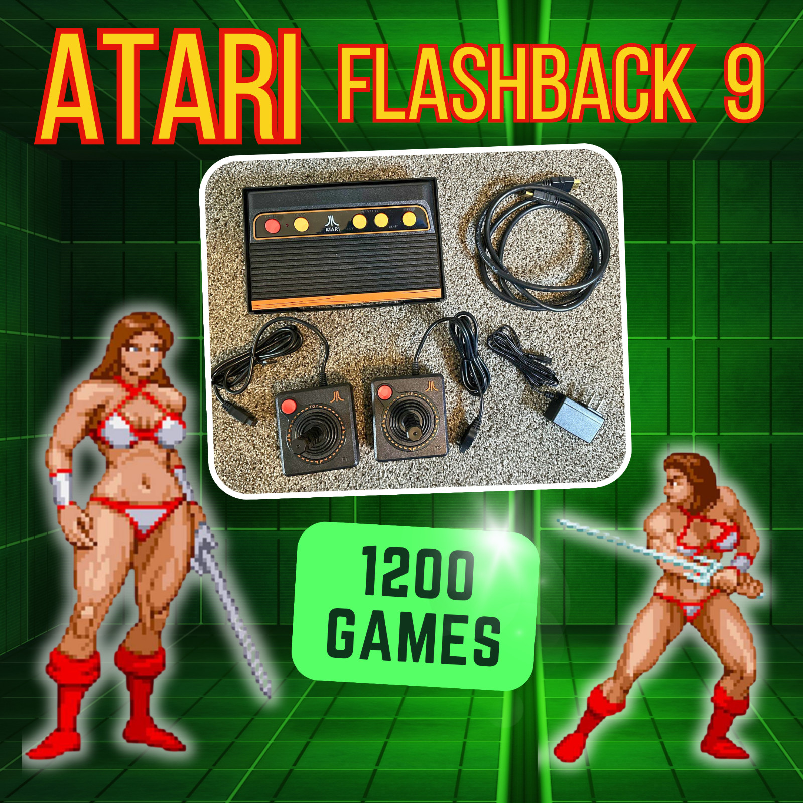 Atari Flashback 9 HDMI Retro Console Built-in Games 1200 2 Controllers AtGames
