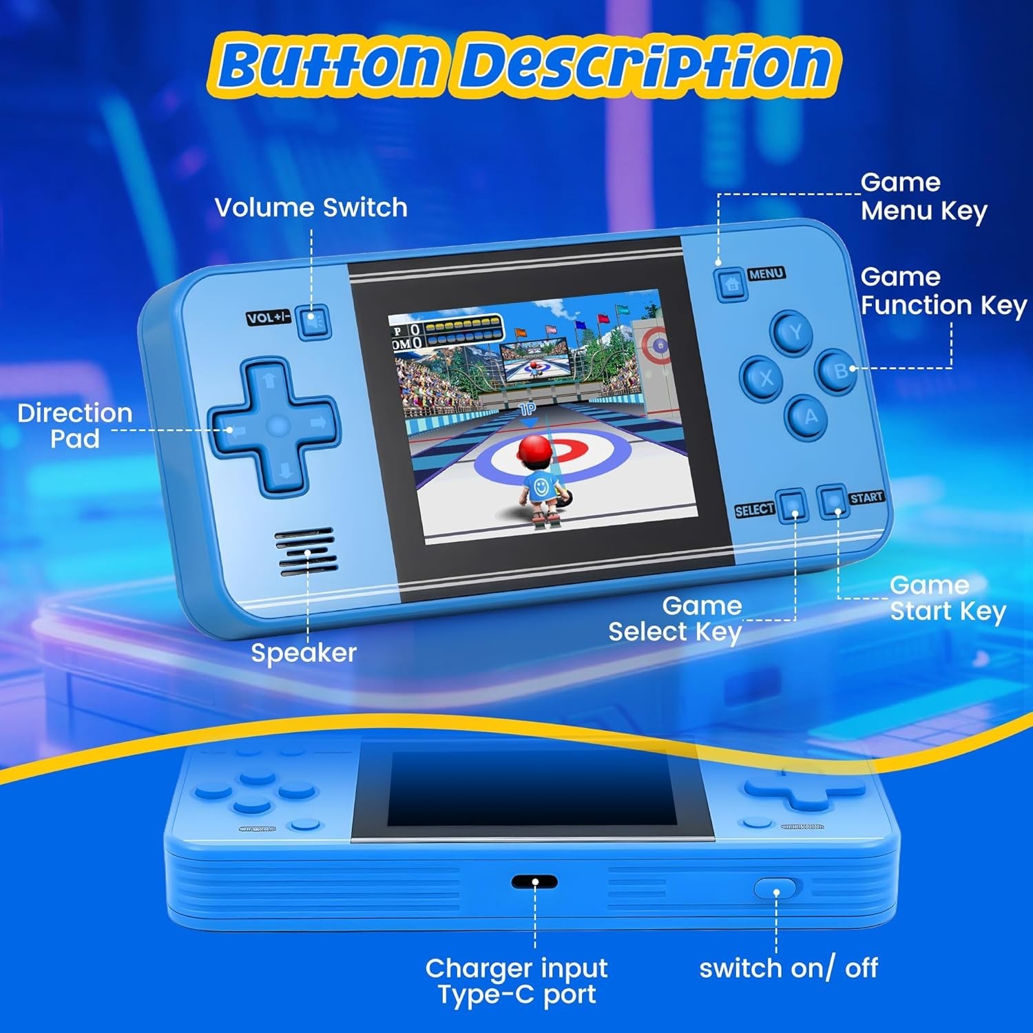 Handheld Game Console for Kids Adults, Preloaded 135 Retro Video Games