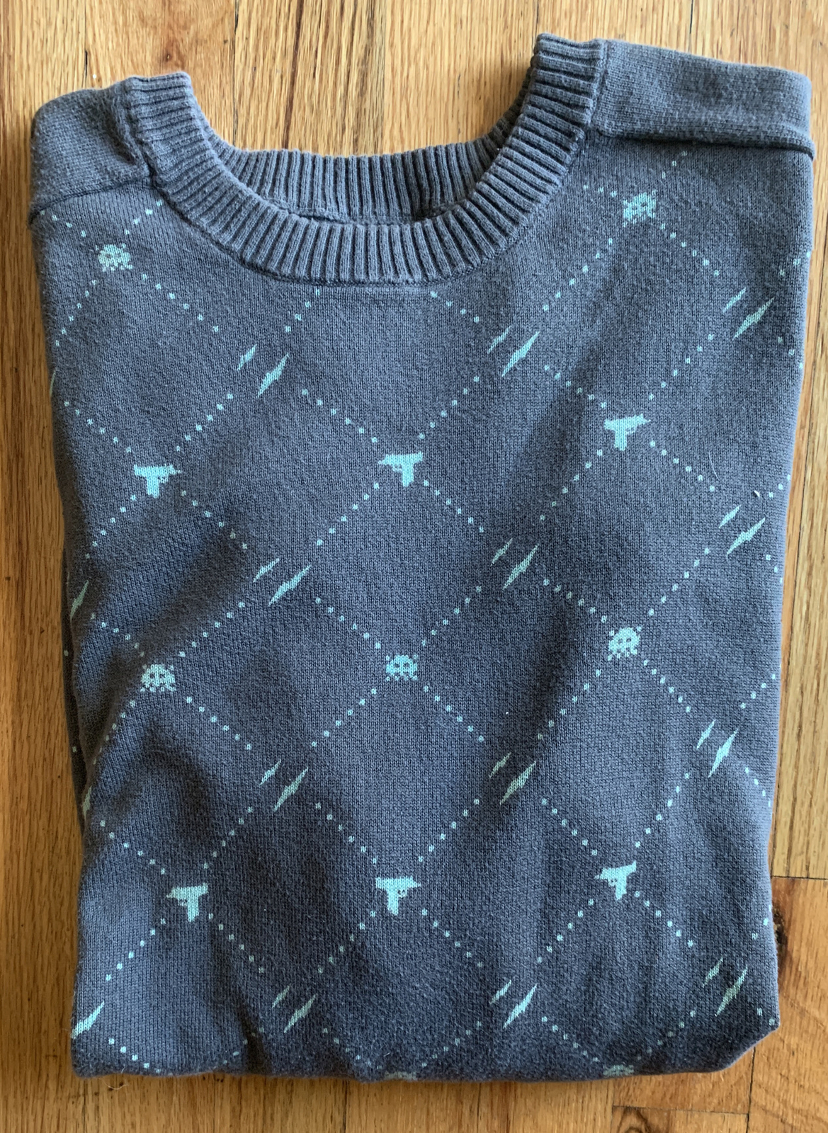 Vurt Pullover Sweater Skater/Gamer Men’s Large Crewneck Gray Cotton Video Games