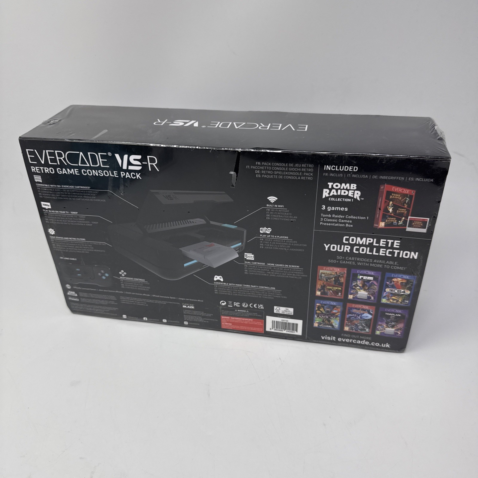 Limited Edition Blaze Evercade VS-R Console with Tomb Raider 1 2 & 3 New Sealed
