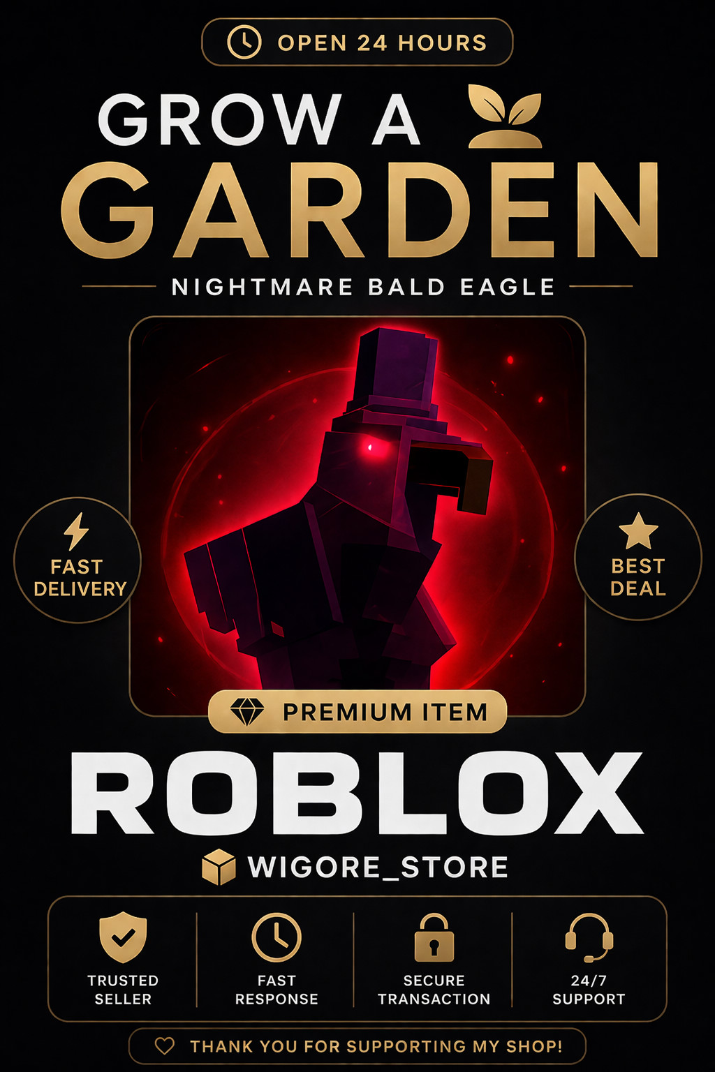[🐶] NIGHTMARE BALD EAGLE – Roblox GROW A GARDEN – FAST DELIVERY