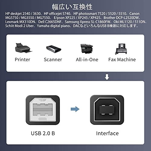 LpoieJun 5m USB 2.0 Printer Cable Type A Male to Type B Male Durable Nylon