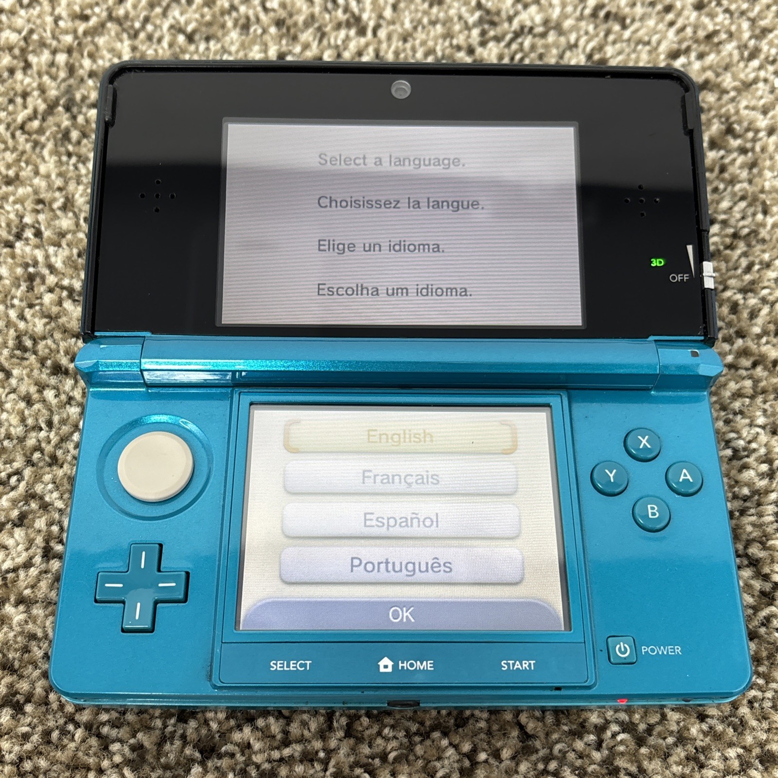 Nintendo 3DS Handheld System Aqua Blue With Charger Tested Working