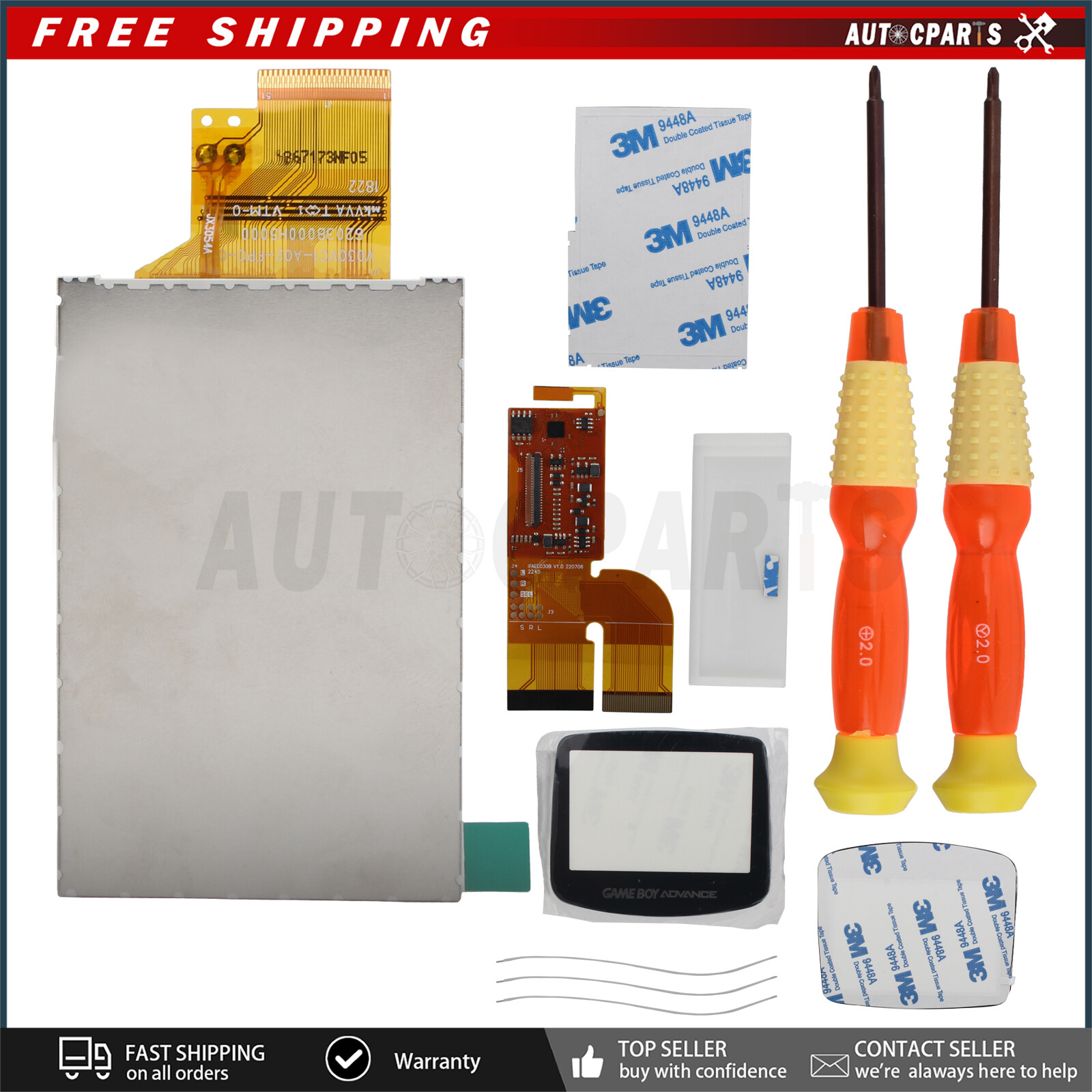 For Nintendo Gameboy Advance GBA IPS v2 screen Backlit Mod LCD Backlight Kit