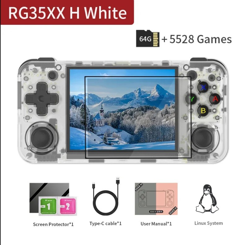 RG35XX H handheld Game Console 3.5-inch IPS Screen 64G 5K+ Games Gifts