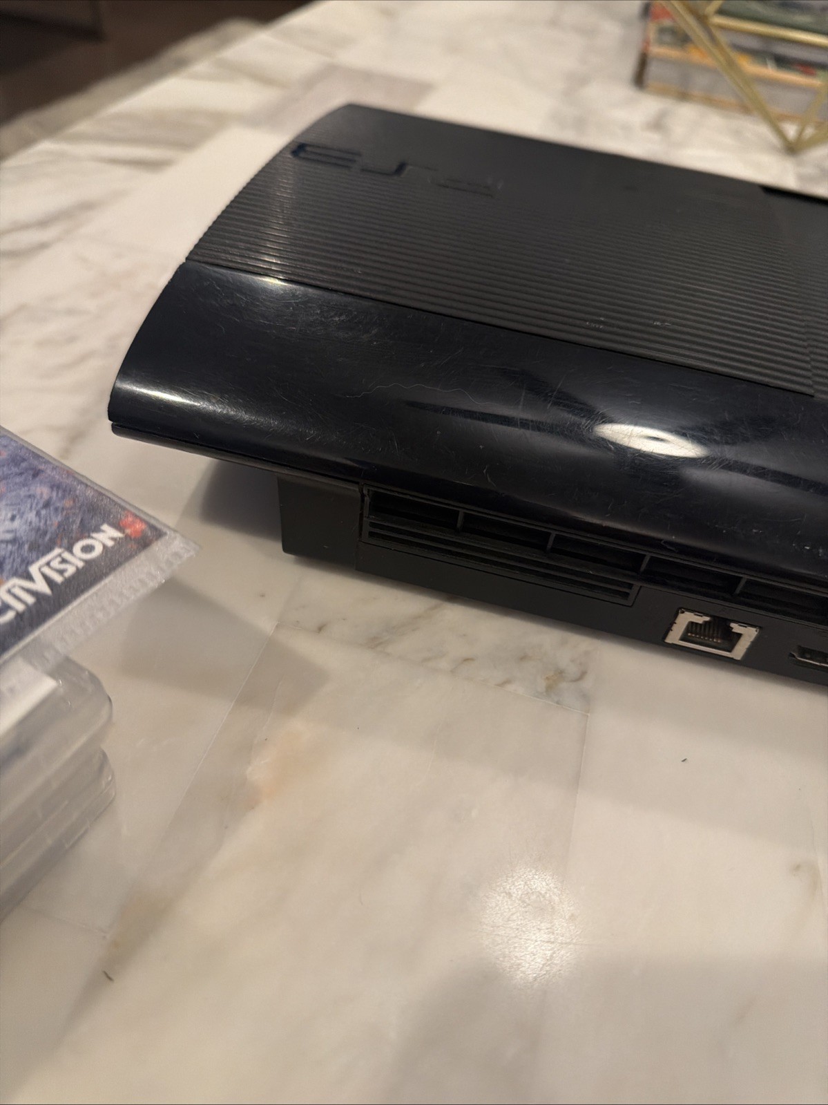 Sony PS3 Super Slim 250GB Console CIB Bundle 2 OEM Controllers 5 Games