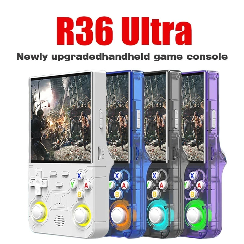 New Black R36 Ultra Handheld Game Console 3.5 Inch IPS Screen 20000+ Video Games