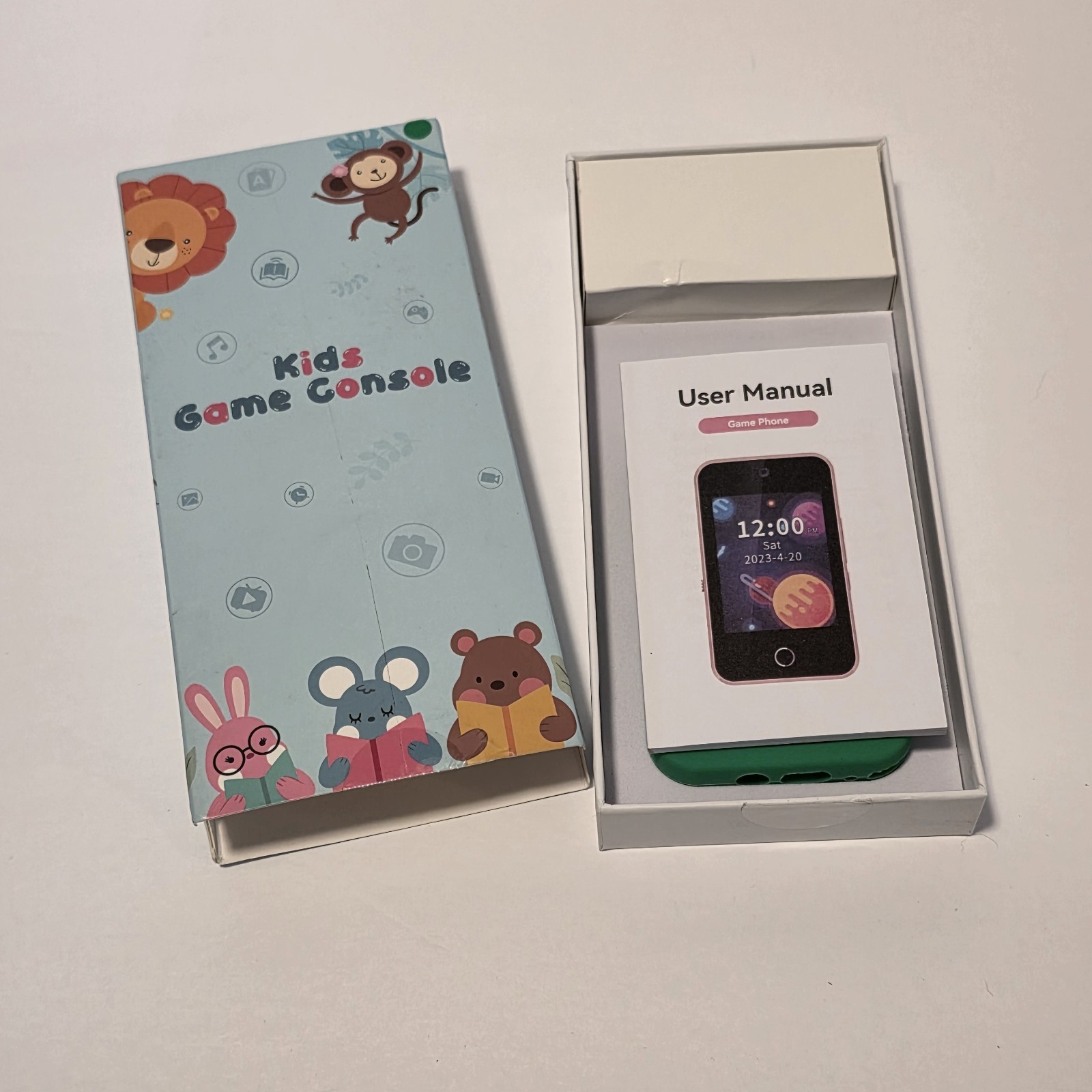 Kids Game Console -Camera- Slim Device – Green Dinosaur Graphic