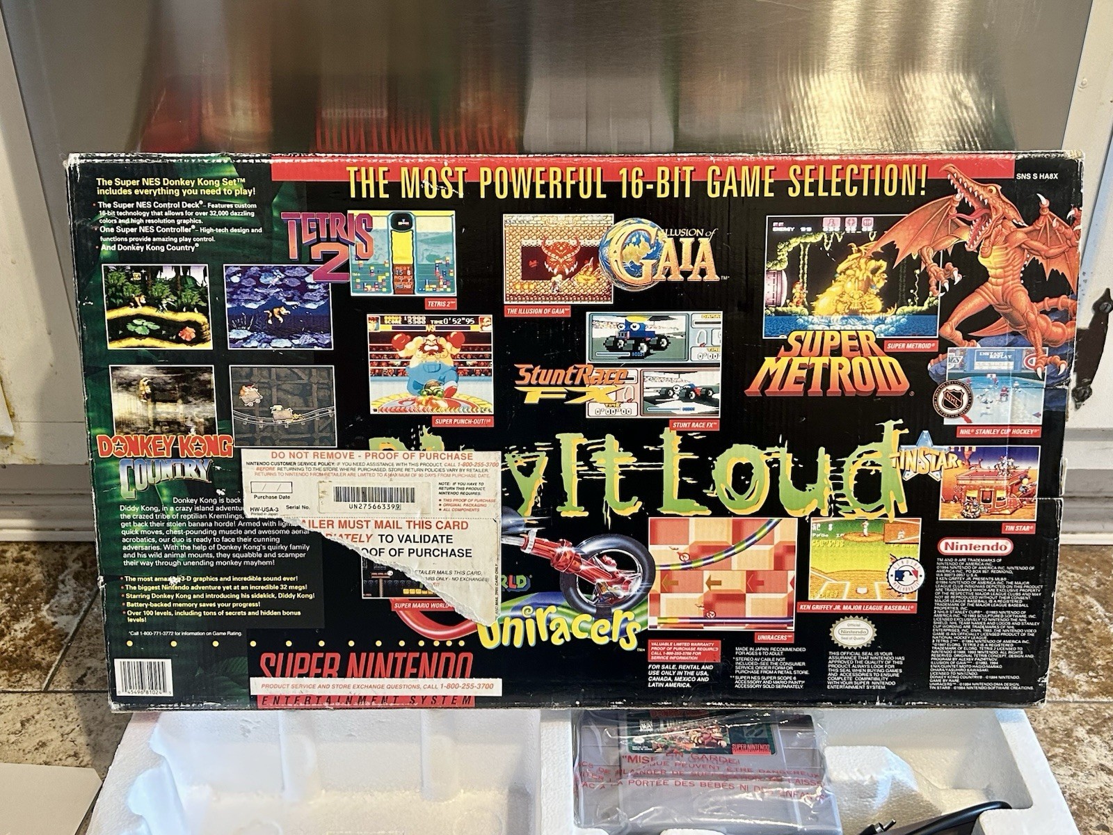 Super Nintendo SNES CIB Donkey Kong Console Bundle Matching Serial NR Mint RARE