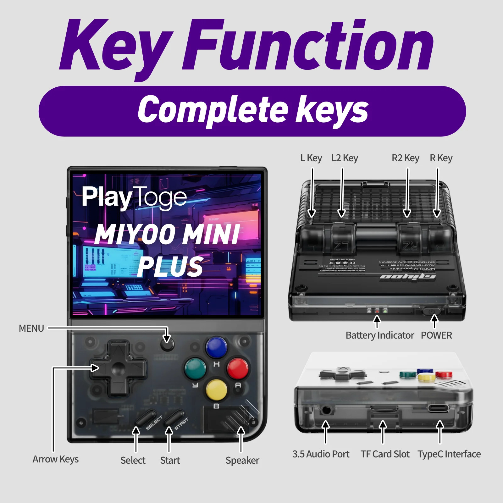 Mini Plus Retro Game Console – 3.5″ IPS Screen, 480mAh Battery, Cart Holder