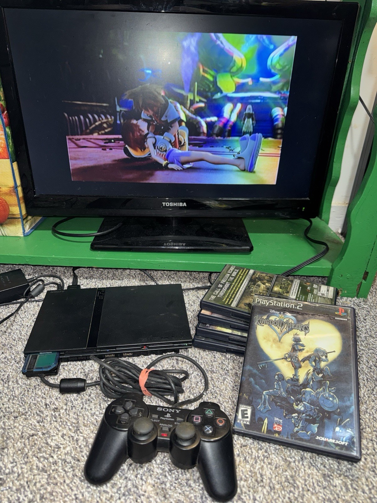 Sony PlayStation 2 Bundle 8mb Card 4 Mystery Games And Kingdom Hearts/Controller