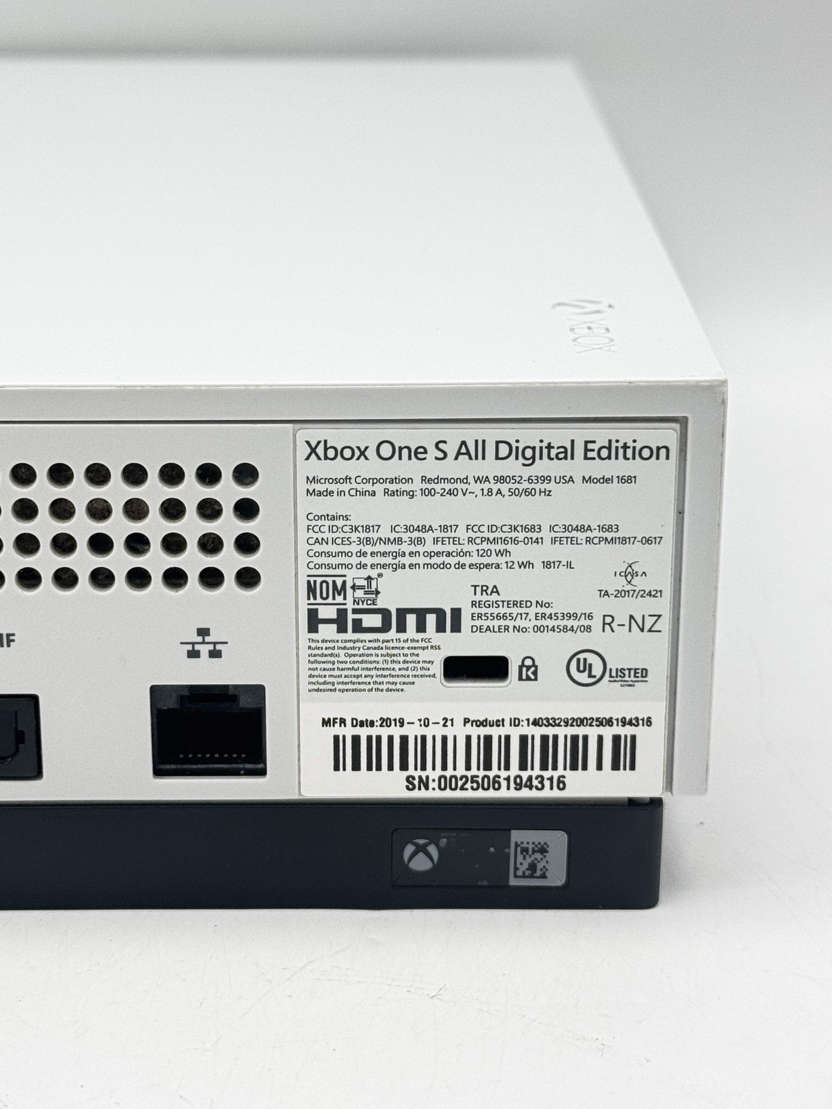 Xbox One S All Digital Edition 1681 500GB Gaming Console White Corrupted OS!