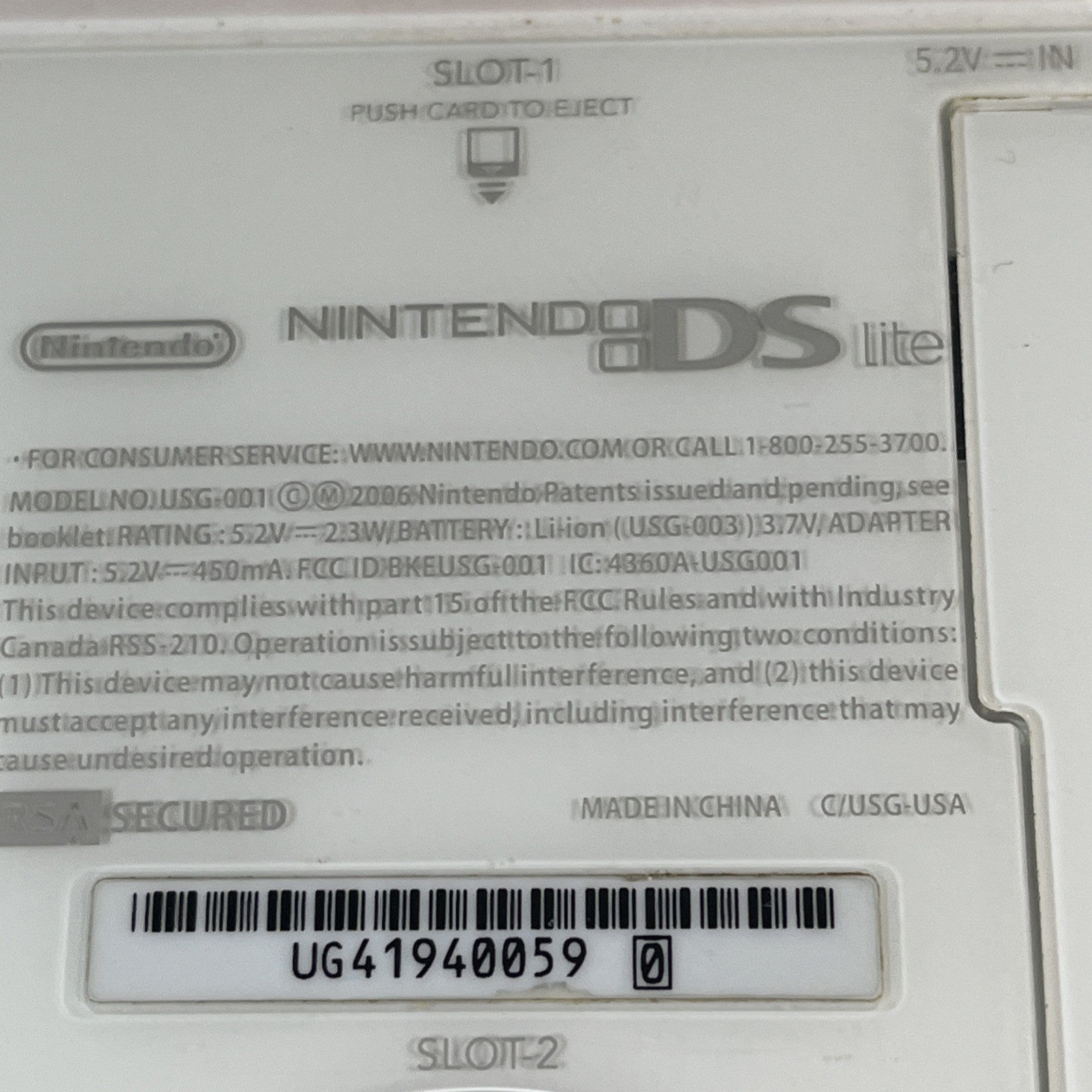 Nintendo DS Lite White Handheld System w/ animal crossing wild world